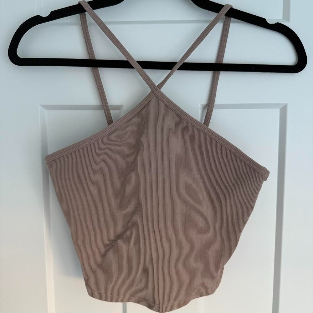 Goddess Ribbed Cross Crop Top